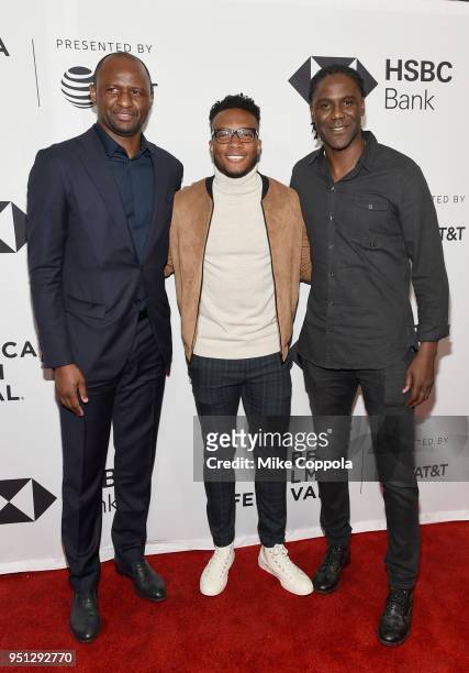 Patrick Vieira, Rodney Wallace and Mario Melchiot attend the screening of "Phenoms: Goalkeepers" during the 2018 Tribeca Film Festival at SVA Theatre...