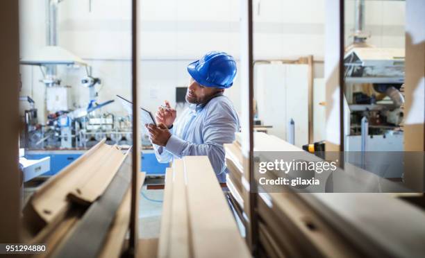 warehouse inspection. - blue wood stock pictures, royalty-free photos & images