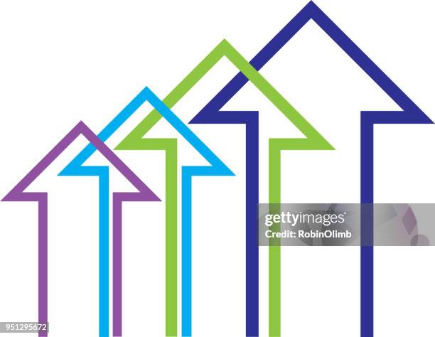 four abstract arrows icon - improve process arrow stock illustrations