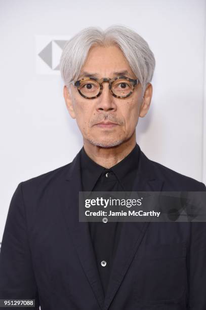 Ryuichi Sakamoto attends the screening of "Ryuichi Sakamoto: Coda" during the 2018 Tribeca Film Festival at Cinepolis Chelsea on April 25, 2018 in...