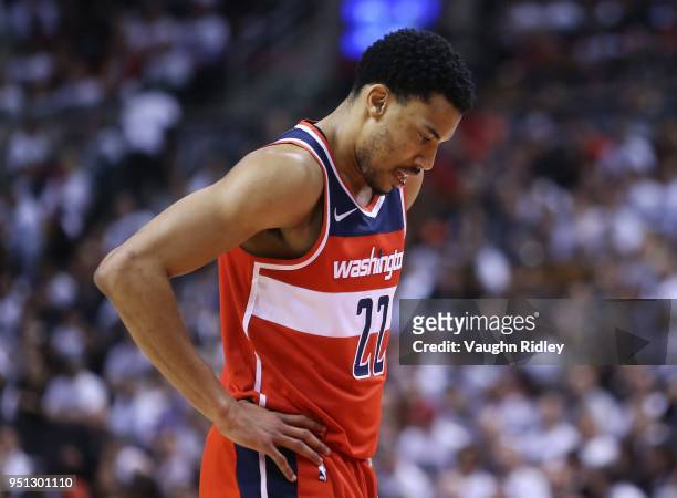 Otto Porter Jr. #22 of the Washington Wizards looks on during the second half of Game Five against the Toronto Raptors in Round One of the 2018 NBA...