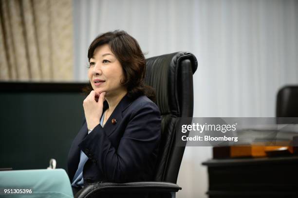 Seiko Noda, Japan's internal affairs and communications minister, speaks during an interview in Tokyo, Japan, on Wednesday, April 25, 2018. The Bank...