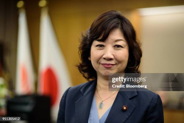 Seiko Noda, Japan's internal affairs and communications minister, poses for a photograph in Tokyo, Japan, on Wednesday, April 25, 2018. The Bank of...