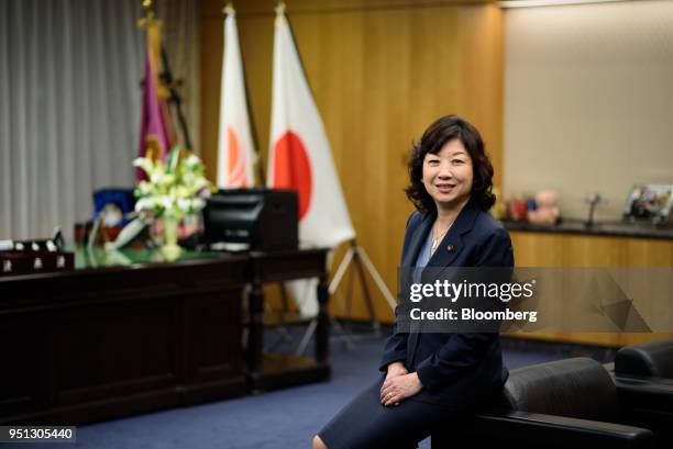 Seiko Noda, Japan's internal affairs and communications minister, poses for a photograph in Tokyo, Japan, on Wednesday, April 25, 2018. The Bank of...