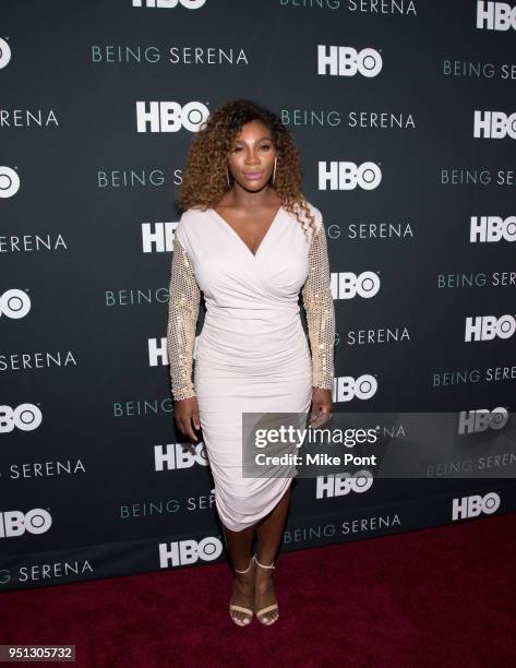 Serena Williams attends the "Being Serena" New York Premiere at Time Warner Center on April 25, 2018 in New York City.