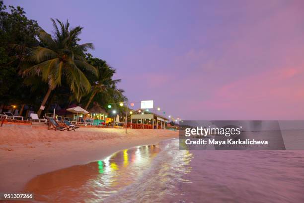 sunset at long beach at phu quoc island, vietnam - phu quoc island bildbanksfoton och bilder