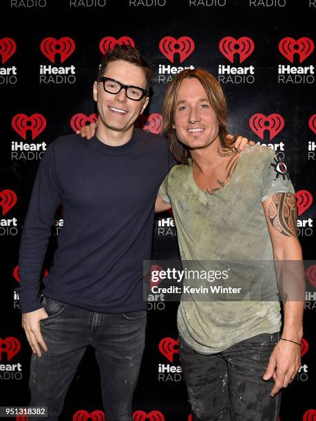 Bobby Bones and Keith Urban at the iHeartCountry Album Release Party with Keith Urban at iHeartRadio Theater on April 25, 2018 in Burbank, California.