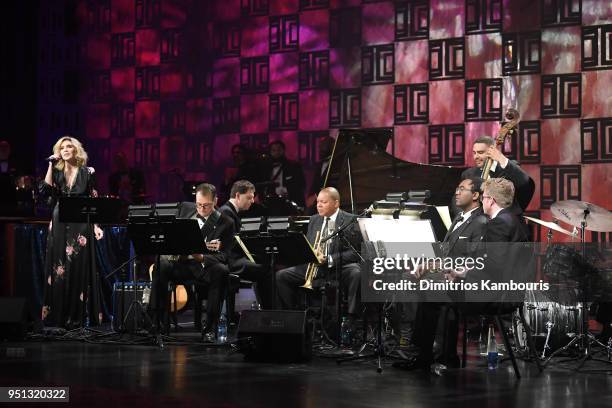 Alison Krauss and Wynton Marsalis perform onstage during the Brooks Brothers Bicentennial Celebration at Jazz At Lincoln Center on April 25, 2018 in...