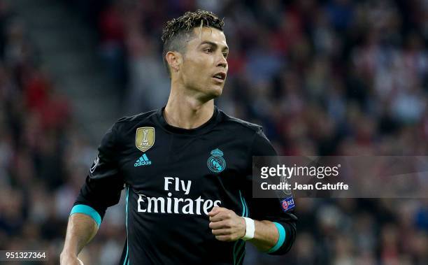 Cristiano Ronaldo of Real Madrid during the UEFA Champions League Semi Final first leg match between Bayern Muenchen and Real Madrid at the Allianz...