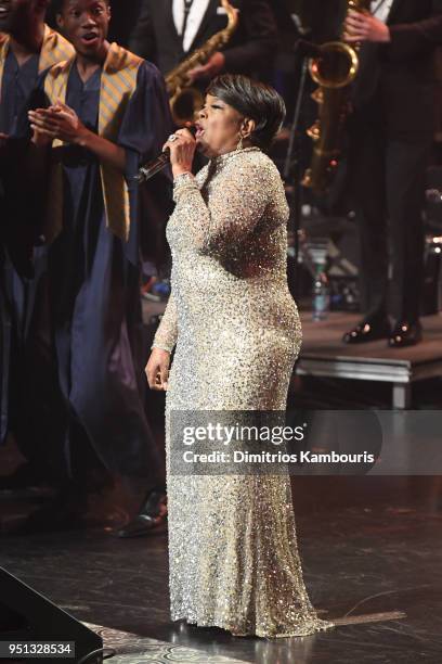 Shirley Caesar performs onstage during the Brooks Brothers Bicentennial Celebration at Jazz At Lincoln Center on April 25, 2018 in New York City.