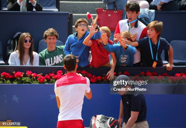 Novak Djokovic against Martin Klizan during the Barcelona Open Banc Sabadell, on 25th April 2018 in Barcelona, Spain. --