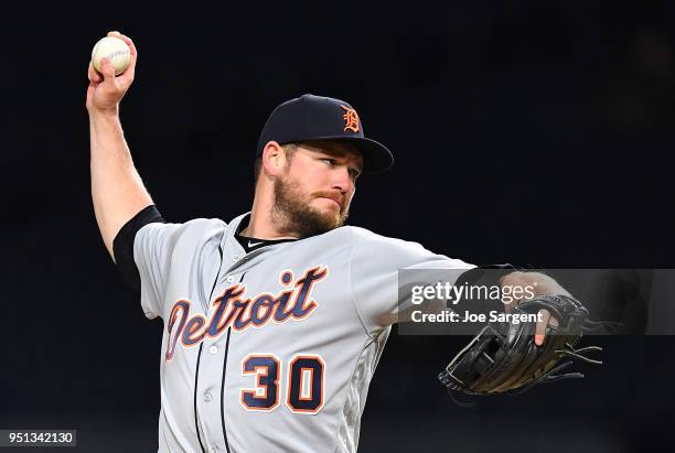 Alex Wilson of the Detroit Tigers pitches during the fourth inning against the Pittsburgh Pirates during game two of a doubleheader at PNC Park on...