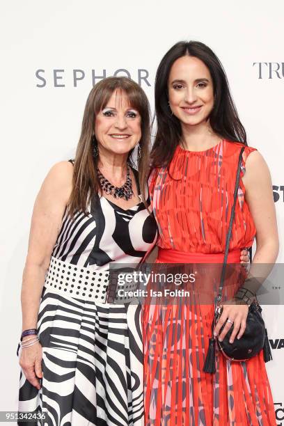 German actress Stephanie Stumph with her mother Christine Stumph during the Duftstars at Flughafen Tempelhof on April 25, 2018 in Berlin, Germany.