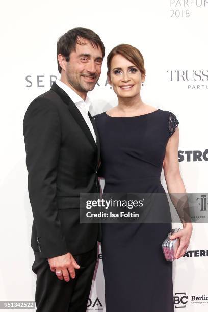 German actress Anja Kling and her partner Oliver Haas during the Duftstars at Flughafen Tempelhof on April 25, 2018 in Berlin, Germany.