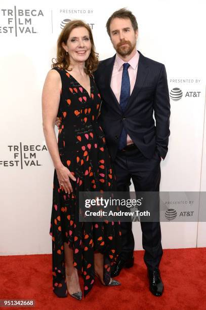 Director Susanna White and Sam Rockwell attend the DIRECTTV Premiere Of "Women Walks Ahead" At 2018 Tribeca Film Festival on April 25, 2018 in New...