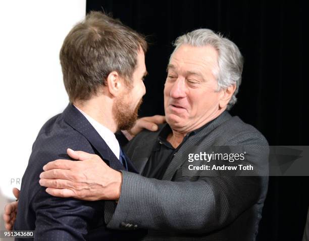 Sam Rockwell and Robert De Niro attend the DIRECTTV Premiere Of "Women Walks Ahead" At 2018 Tribeca Film Festival on April 25, 2018 in New York City.