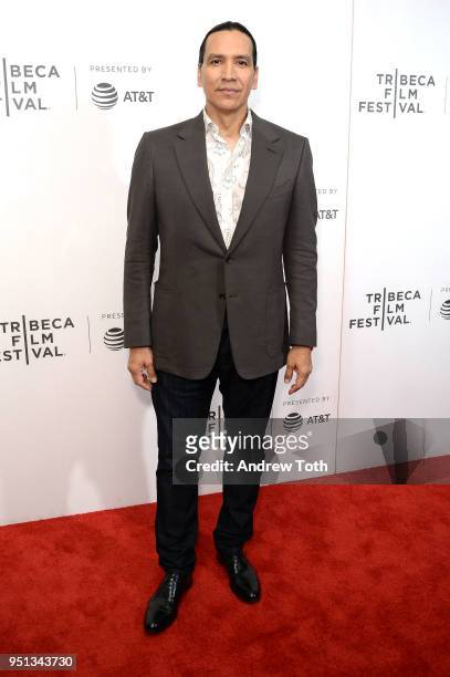 Michael Greyeyes attends the DIRECTTV Premiere Of "Women Walks Ahead" At 2018 Tribeca Film Festival on April 25, 2018 in New York City.