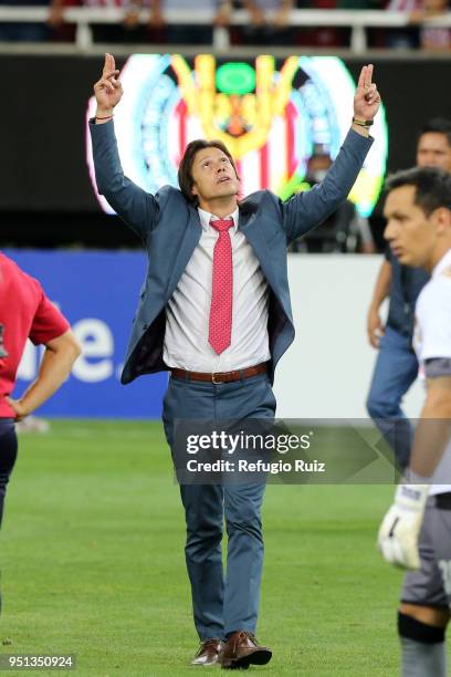 Matias Almeyda, coach of Chivas reacts after winning the second leg match of the final between Chivas and Toronto FC as part of CONCACAF Champions...