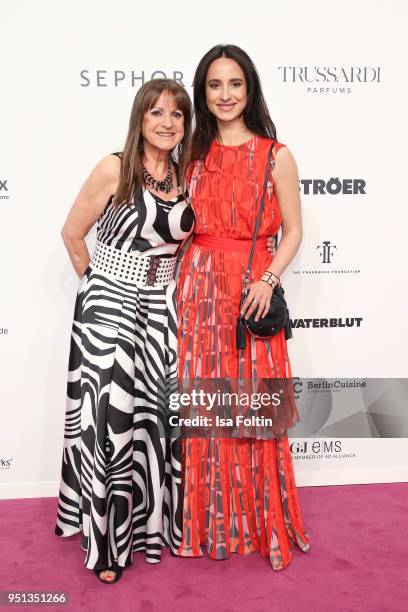 German actress Stephanie Stumph with her mother Christine Stumph during the Duftstars at Flughafen Tempelhof on April 25, 2018 in Berlin, Germany.