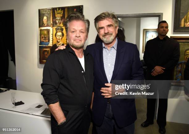 John Mellencamp and Tom Freston attend a private viewing of John Mellencamp's "Life, Death, Love, Freedom" at ACA Galleries on April 25, 2018 in New...