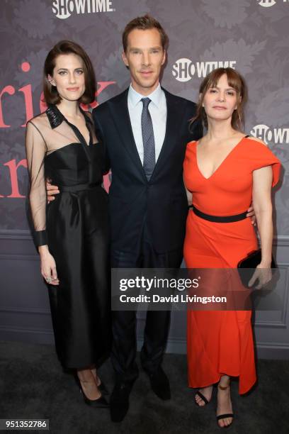 Allison Williams, Benedict Cumberbatch, and Jennifer Jason Leigh attend the premiere of Showtime's 'Patrick Melrose' at Linwood Dunn Theater on April...