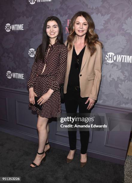 Actress Jane Leeves and her daughter Isabella Coben arrive at the premiere of Showtime's "Patrick Melrose" at the Linwood Dunn Theater on April 25,...