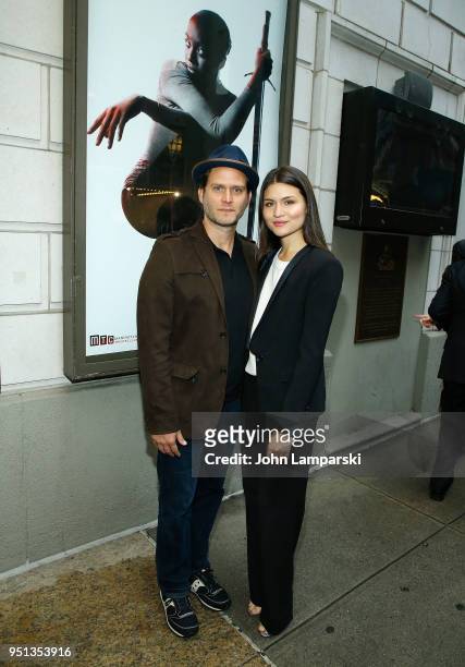 Steven Pasquale and Phillipa Soo attend "Saint Joan" Broadway Opening Night at Samuel J. Friedman Theatre on April 25, 2018 in New York City.