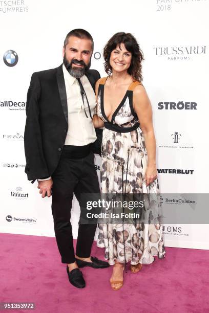 Andreas Haumesser and German presenter Marlene Lufen during the Duftstars at Flughafen Tempelhof on April 25, 2018 in Berlin, Germany.