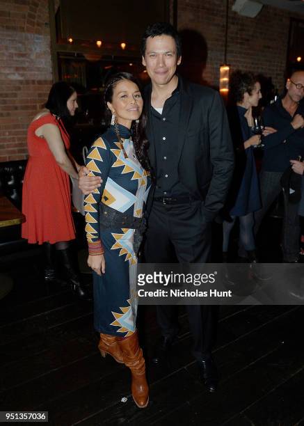 Rulan Tangen and Chaske Spencer attend 2018 Tribeca Film Festival After-Party For Woman Walks Ahead, Hosted By AT&T & Direct TV At American Cut at...