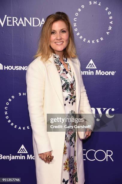 Designer Meg Lonergan attends the Housing Works' Groundbreaker Awards at Metropolitan Pavilion on April 25, 2018 in New York City.