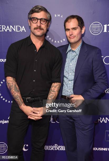 Social Chair and Official Fascinator Douglas Friedman and Whitney Robinson attend the Housing Works' Groundbreaker Awards at Metropolitan Pavilion on...