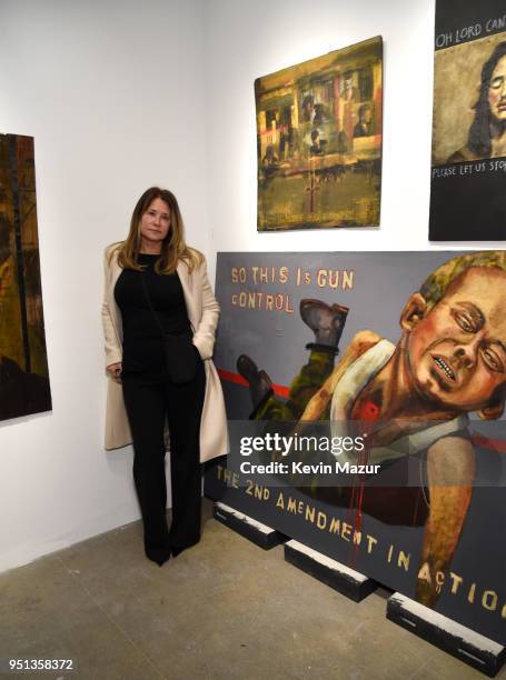 Lorraine Bracco attends a private viewing of John Mellencamp's "Life, Death, Love, Freedom" at ACA Galleries on April 25, 2018 in New York City.