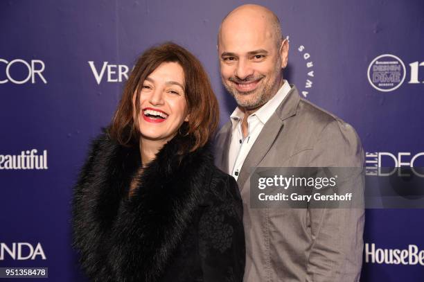 Designers Tina Psoinos and Paris Kostopoulos attend the Housing Works' Groundbreaker Awards at Metropolitan Pavilion on April 25, 2018 in New York...