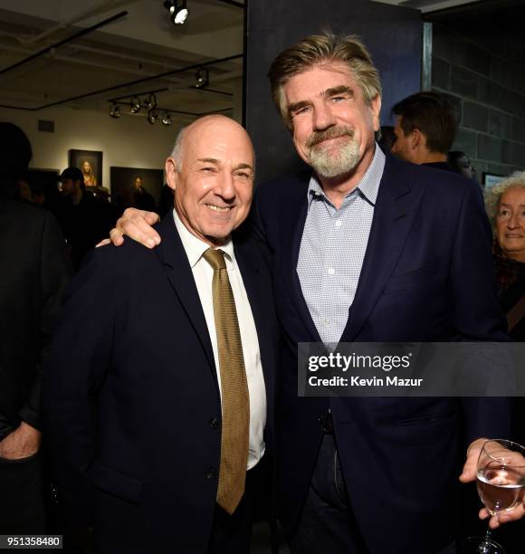 Randy Hoffman and Tom Freston attend a private viewing of John Mellencamp's "Life, Death, Love, Freedom" at ACA Galleries on April 25, 2018 in New...