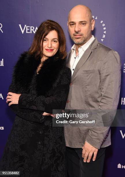 Designers Tina Psoinos and Paris Kostopoulos attend the Housing Works' Groundbreaker Awards at Metropolitan Pavilion on April 25, 2018 in New York...