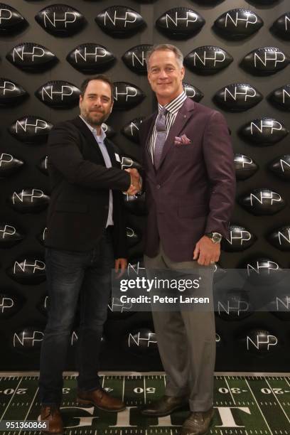 Jeffrey King of the North Texas Food Bank and Daryl Johnston attend the Fashion & Football Event at Saks Off 5TH> on April 25, 2018 in Grand Prairie,...
