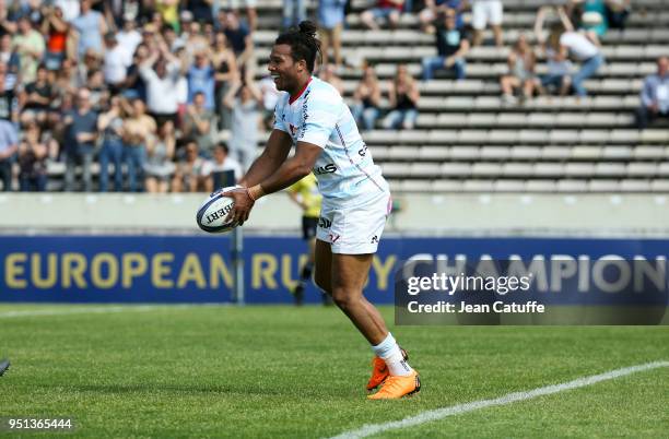 Teddy Thomas of Racing 92 during the EPCR European Rugby Champions Cup semi-final match between Racing 92 and Munster Rugby at Stade Chaban-Delmas on...