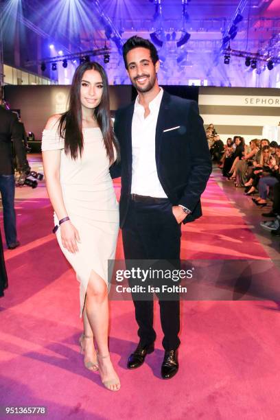 Influencer Lamiya Slimani and her brother influencer Sami Slimani during the after show party of Duftstars at Flughafen Tempelhof on April 25, 2018...