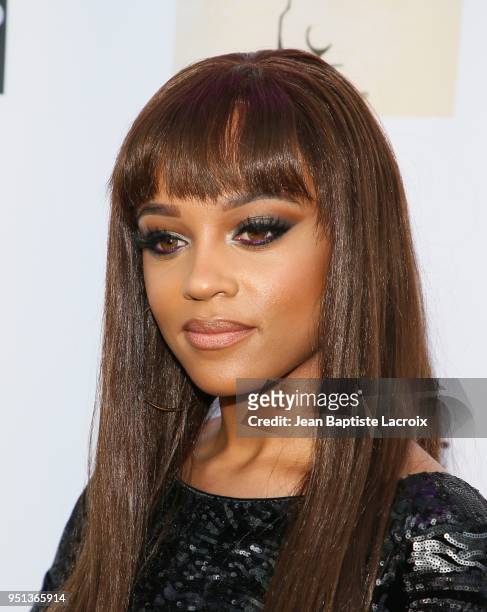 Reign Edwards attends the National Academy of Television Arts & Sciences' 2018 Daytime Emmy Nominee Reception at The Hollywood Museum on April 25,...