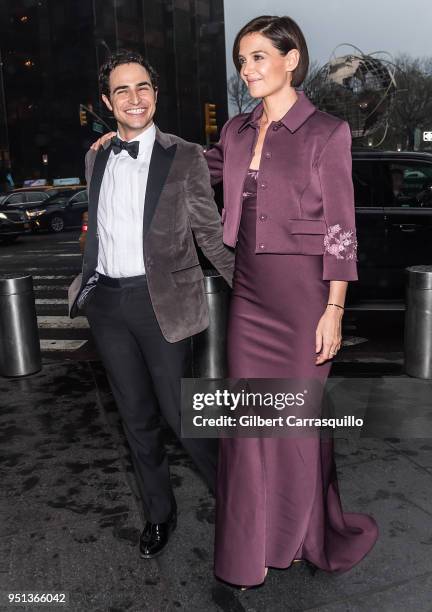 Fashion designer Zac Posen and actress Katie Holmes are seen arriving to the Brooks Brothers Bicentennial Celebration at Jazz at Lincoln Center on...