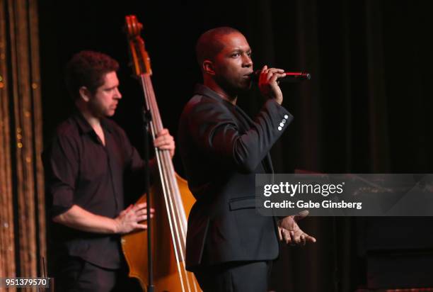 Actor/singer Leslie Odom Jr. Performs during the 2018 Will Rogers Pioneer of the Year Dinner Honoring Tom Cruise at Caesars Palace during CinemaCon,...