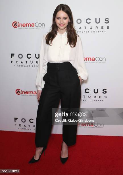 Actress Felicity Jones attends the CinemaCon 2018 - Focus Features Presentation at Caesars Palace during CinemaCon, the official convention of the...