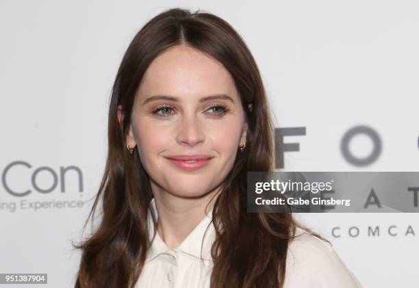 Actress Felicity Jones attends the CinemaCon 2018 - Focus Features Presentation at Caesars Palace during CinemaCon, the official convention of the...