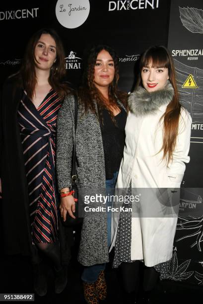 Zoe Ibanez, Lola Dewaere and her guest attend "Dix Pour Cent" TV Serie Shooting End Party at Le Montana on April 25, 2018 in Paris, France.