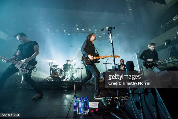 Paul Wilson, Jonny Quinn, Gary Lightbody, Johnny McDaid and Nathan Connolly of Snow Patrol perform at The Fonda Theatre on April 25, 2018 in Los...
