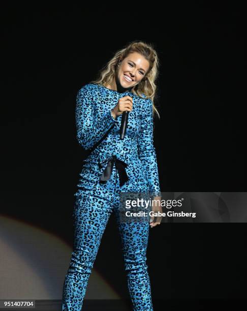 Singer Rachel Platten performs during the CinemaCon 2018 Paramount Pictures Presentation Highlighting Its Summer of 2018 and Beyond at The Colosseum...