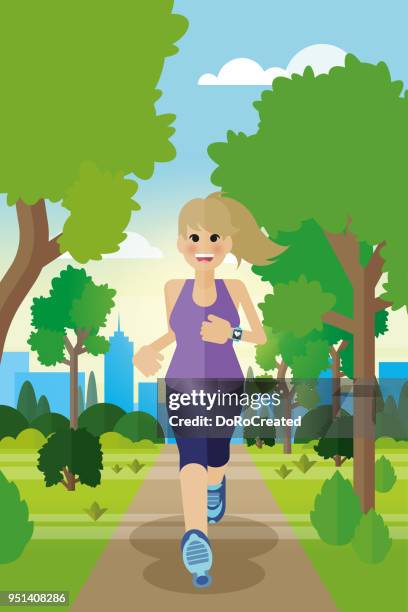 motivated jogging with smartwatch - europa mythological character stock illustrations
