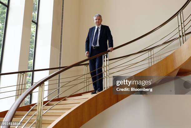 Severin Schwan, chief executive officer Roche Holding AG, poses for a photograph following a Bloomberg Television interview in Basel, Switzerland, on...