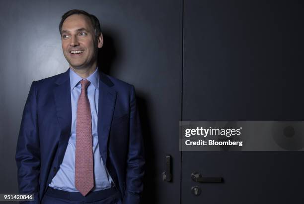 James von Moltke, chief financial officer of Deutsche Bank AG, poses for a photograph following a Bloomberg Television interview in Frankfurt,...