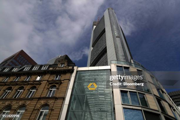 The Commerzbank AG bank headquarters stand in Frankfurt, Germany, on Wednesday, April 25, 2018. About 8,000 additional jobs may be created in...